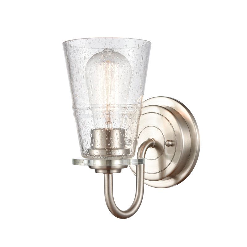 Amitai - 1 lumière - 5 pouces - Nickel satiné - Abat-jour granuleux - Éclairage pour meuble-lavabo, Seedy, 1 Light