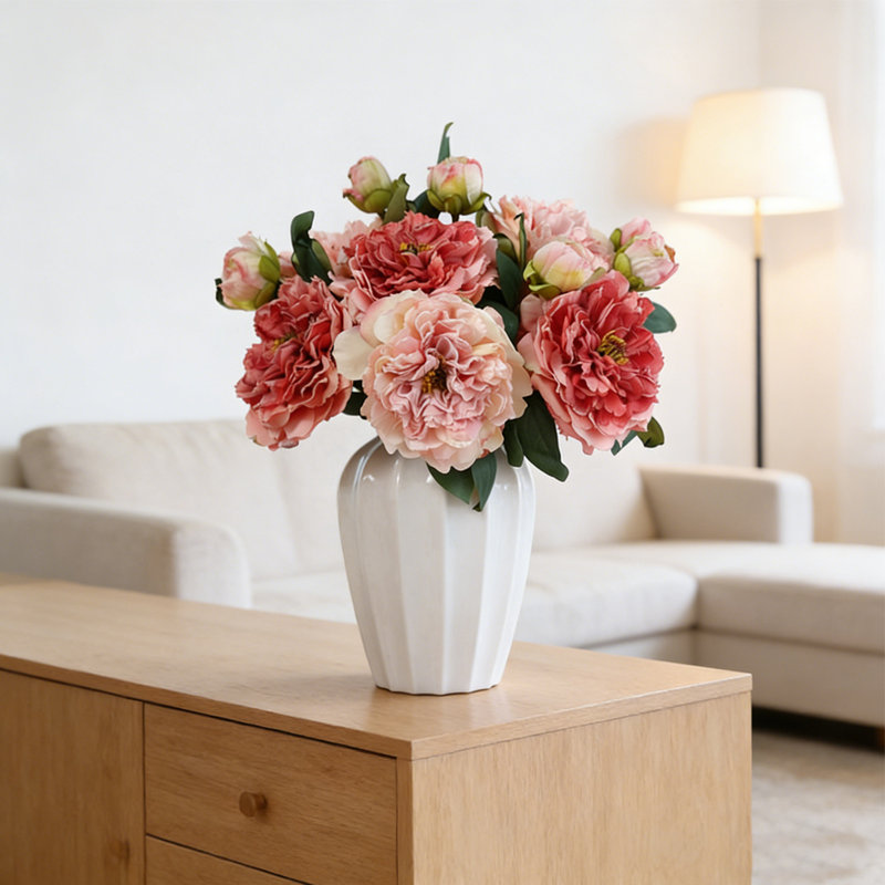 5 PCS rétro pivoine artificielle fausses fleurs grandes tiges longues pour la décoration Home Decor salon fleurs artificielles décoration