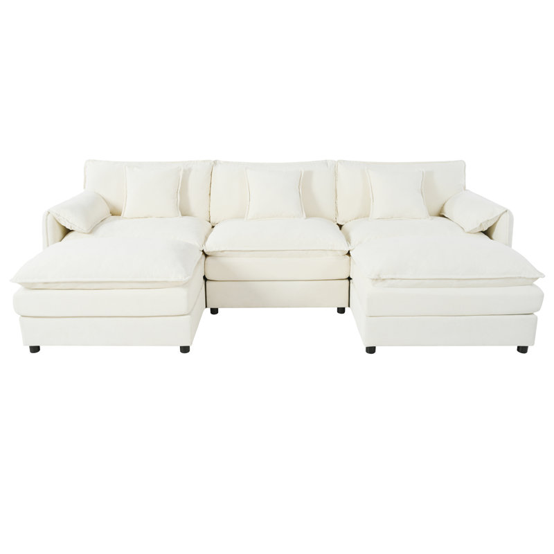 Canapé modulaire Elara, Chenille beige, H 33,46 po x l 109,45 po x P 57,48 po