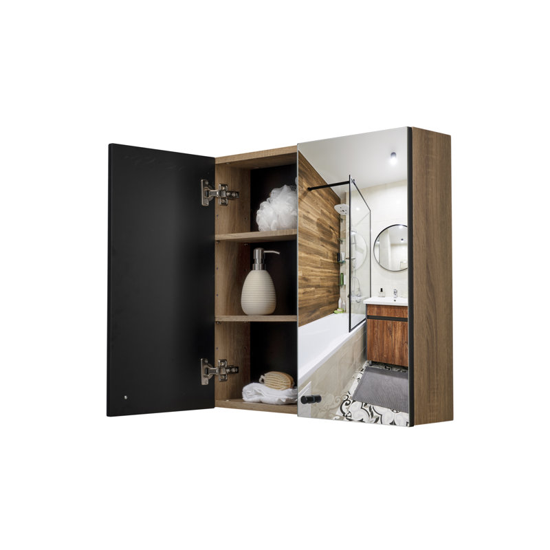 Ontario Oak Black Double Cabinet