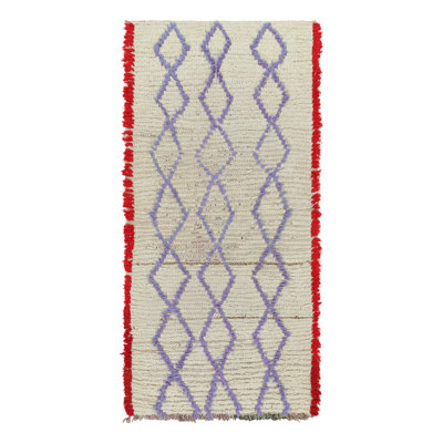 One-of-a-Kind 2'10"x6' 1950s Wool Area Rug