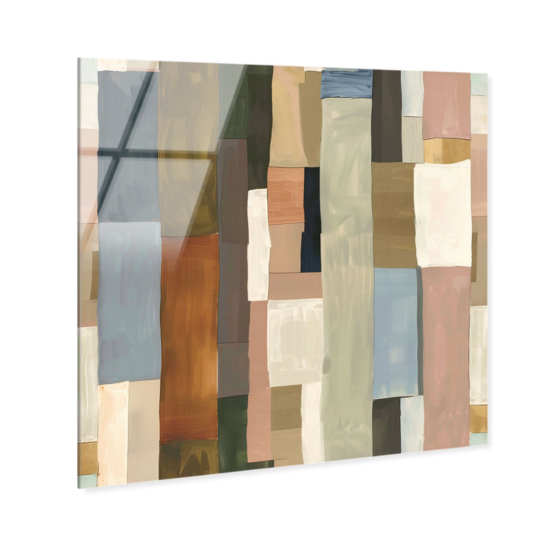 Beige Blocks II High-Gloss Frameless Acrylic Glass Wall Art Abstract Print by Oliver Gal, Ready to Hang, 12 x 12, 12"H x 12"W