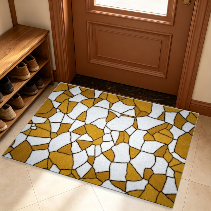 Mustard Yellow Stained Glass Rug carpet-easy to clean, machine-washable, soft and comfortable; suitable for door mats, kitchens, living rooms, bedrooms, corridors, and laundry areas. Easy to clean, durable carpet for home decoration.