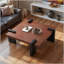 Table basse en MDF couleur noyer - Style minimaliste avec patins en feutre