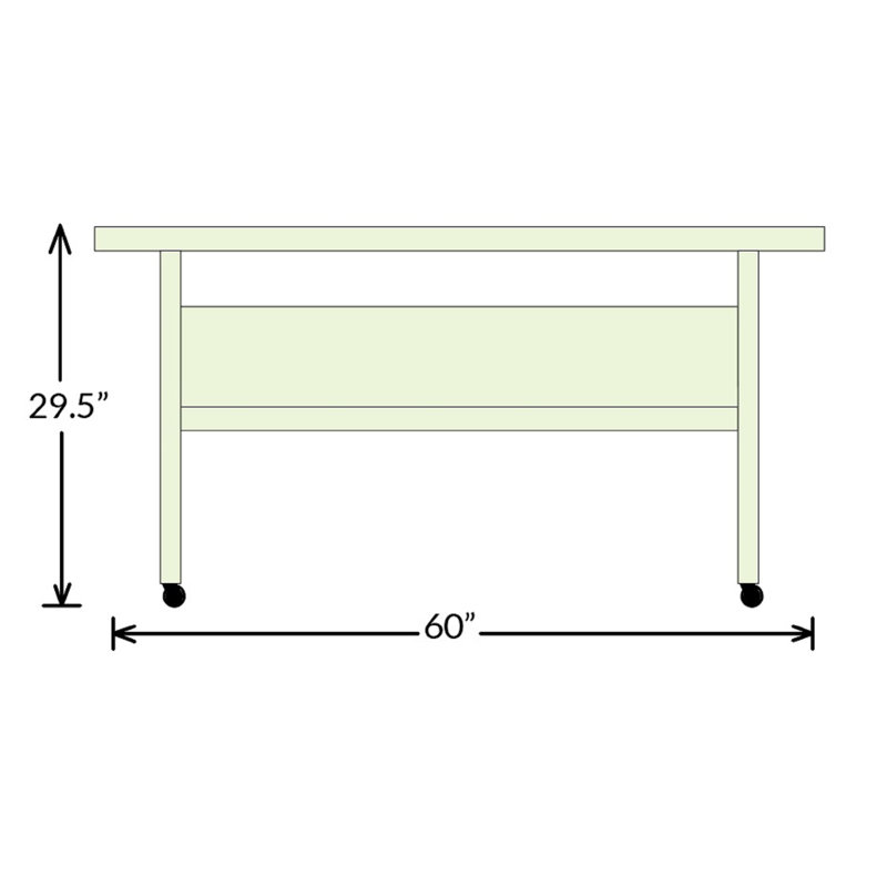 Table de formation avec roulettes, H 29,5 po x L 60 po x l 24 po