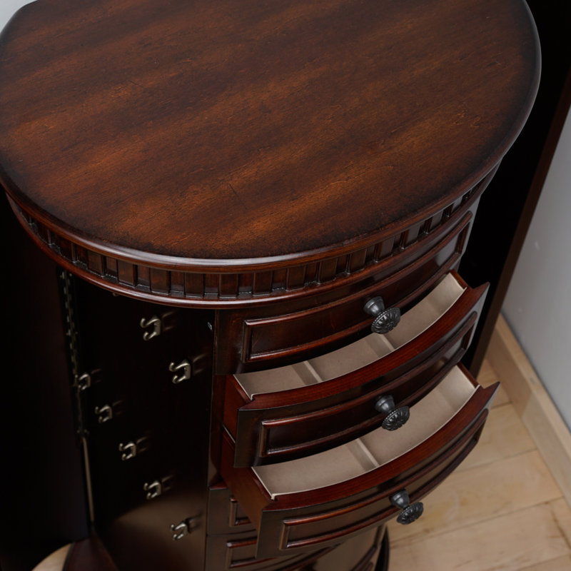 Armoire à bijoux avec miroir Pettus, Noyer antique