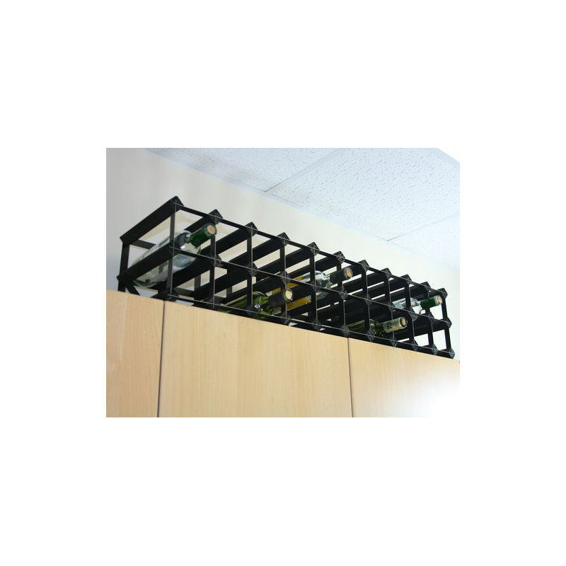Felica 30 Bottle Floor Wine Bottle Rack, Black Stained / Black Steel
