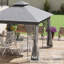 Tente de pavillon de jardin grise avec toit ventilé et coins stables 10 pi x 11,5 pi détectés, gris, pour le jardin, la pelouse, la cour arrière, la terrasse