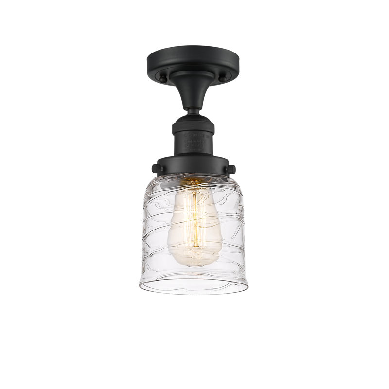 Plafonnier semi-encastré à 1 lumière 5 po Archambault, Ampoule non incluse, Noir mat, Tourbillon transparent