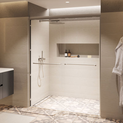 Strada Light 44 - 48 x 76" Frameless Bypass Sliding Shower Door 1/4" (6 mm) Clear Tempered Glass