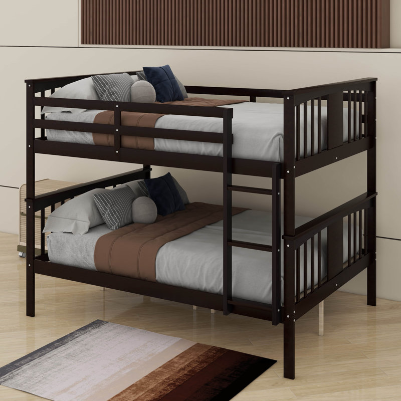 Full Over Full Bunk Bed With Ladder, Espresso