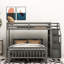 Le lit simple au-dessus d'un lit mezzanine double, gris, offre un environnement de sommeil sécuritaire et confortable, de couleur grise, avec des garde-corps