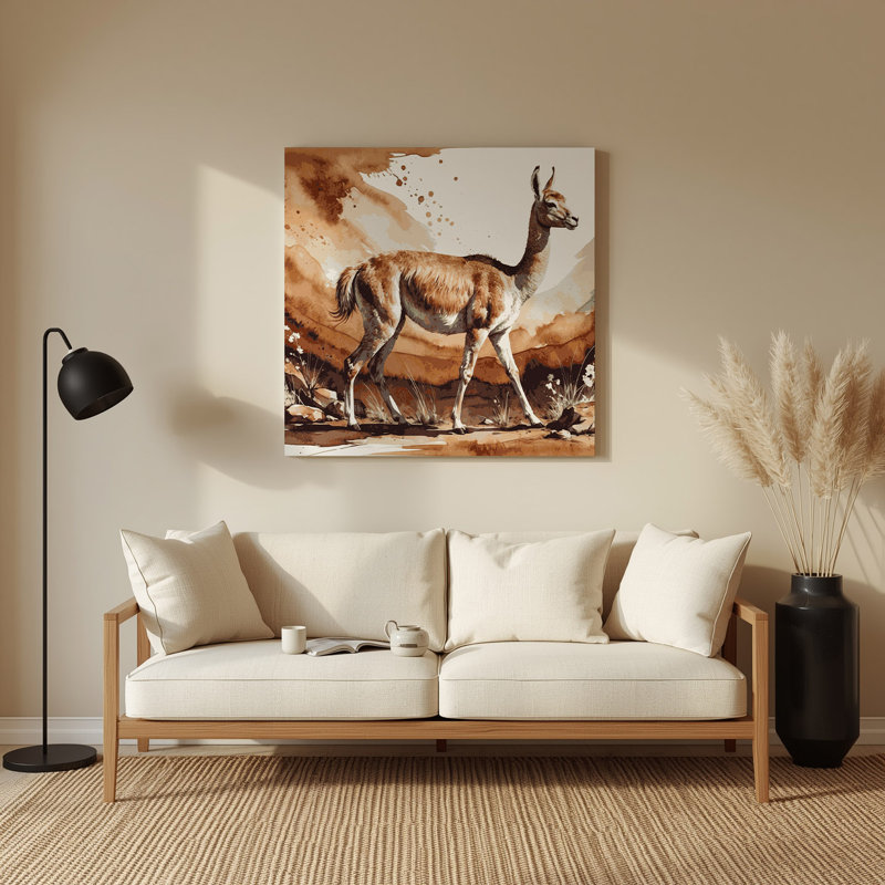 Faune, art mural en métal brun Guanaco, H 12 po x l 12 po