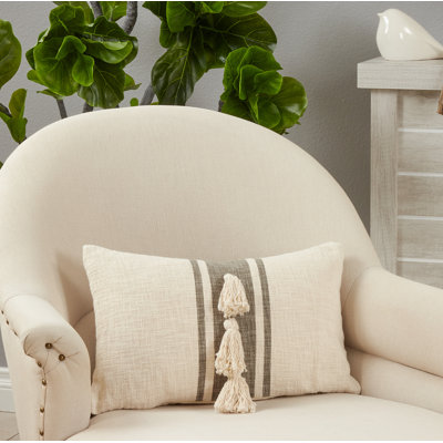 Delong Collection Tassels Cotton Throw Pillow