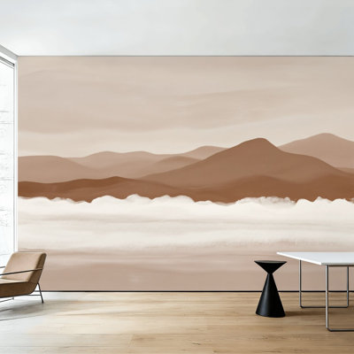 Peel and Stick Wallpaper Abstract Minimalist Desert Landscape Warm Earth Tones Wall Murals 100"H x 144"W Removable PVC Wall Paper Self-Adhesive Wall Decor for Bedroom Living Room Home Office
