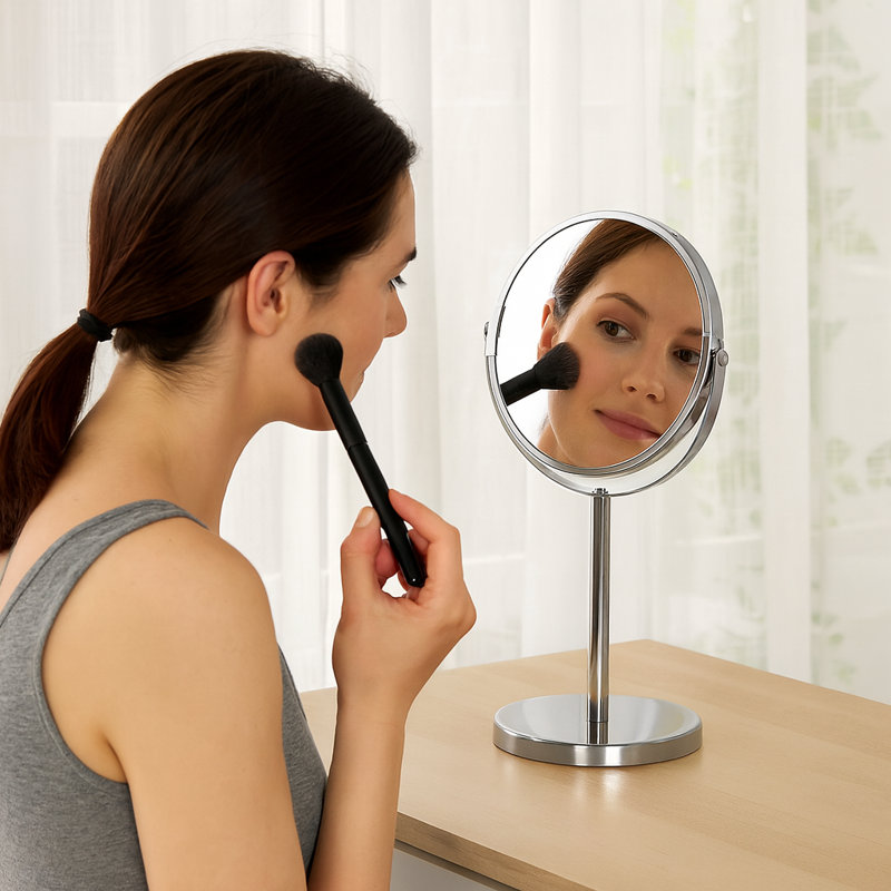 Harbour Housewares - Magnifying Pedestal Mirror, Chrome