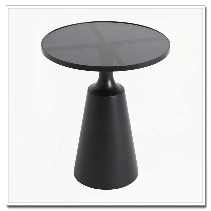 Table d'appoint ronde moderne avec plateau en marbre, Noir