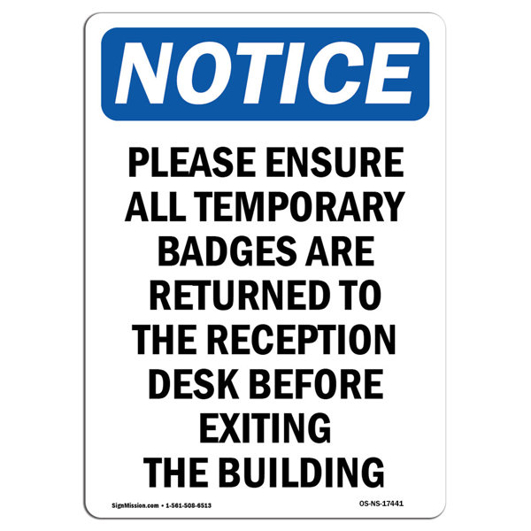 SignMission Please Ensure All Temporary Badges Sign | Wayfair