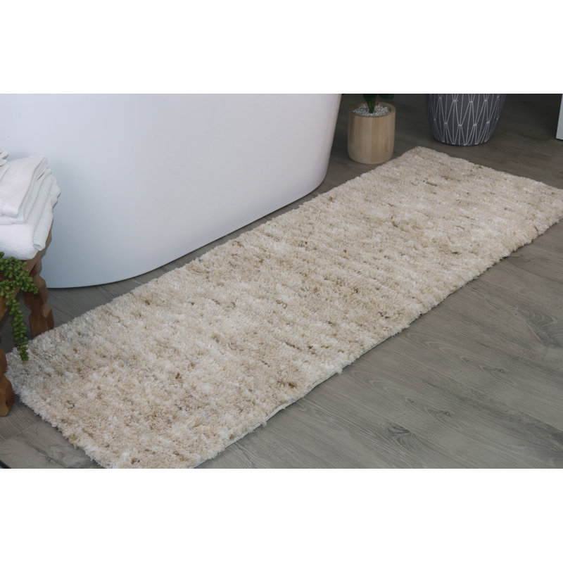 Tapis pour salle de bain en microfibre 100% polyester Cloud Comfort, Ivoire, Simple - L 22 po x l 60 po