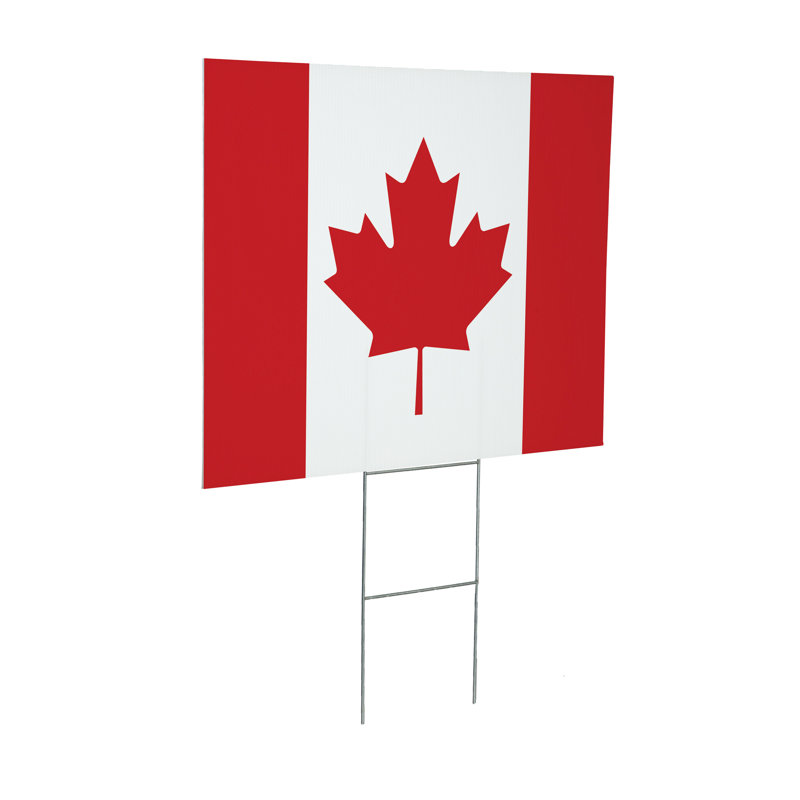Enseigne de cour True North Coroplast, drapeau du Canada, 24 po x 18 po