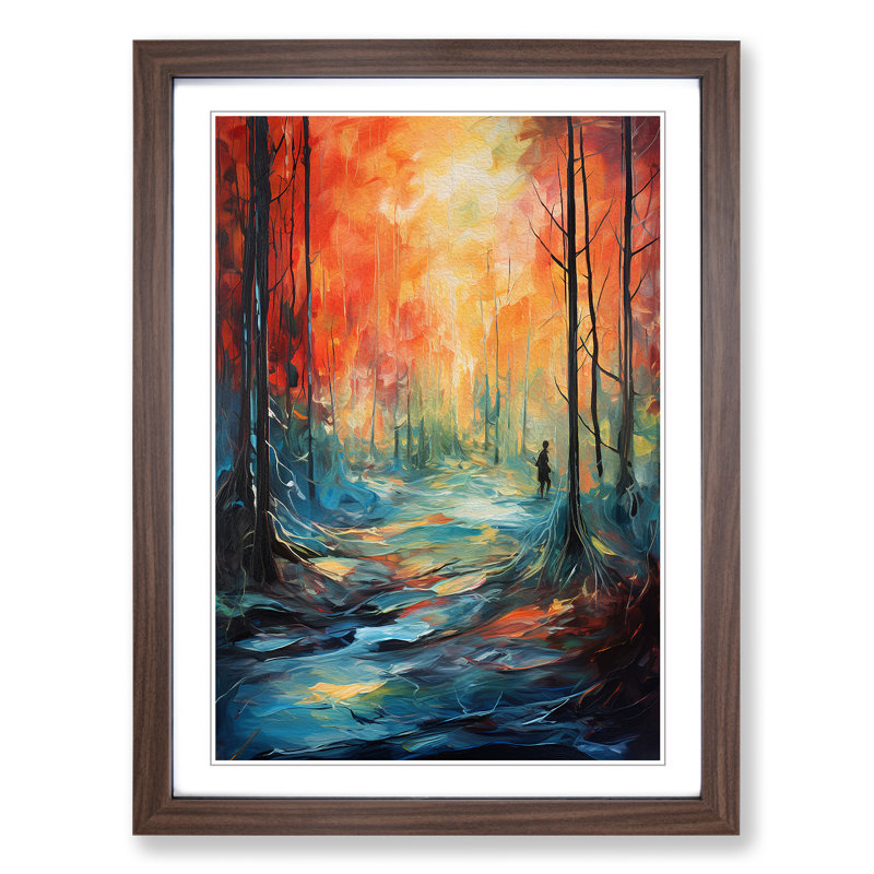Forest Expressionism Art - Framed Print, Walnut Framed, 34cm H x 25cm W