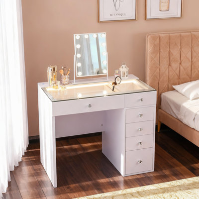 Dressing Table with Mirror and Drawers and Storage Included