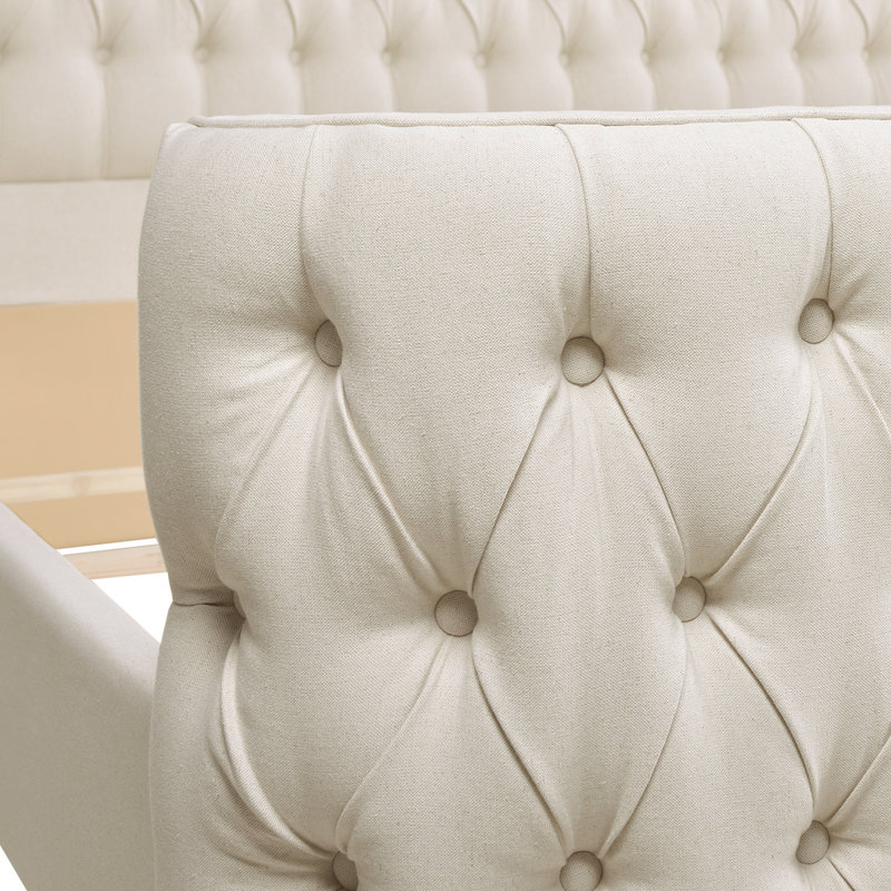 Currier Upholstered Wingback Bed, King, Light Beige Linen