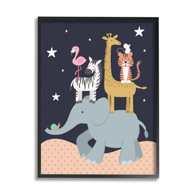 Ciel étoilé, safari, animaux, éléphant, girafe, zèbre