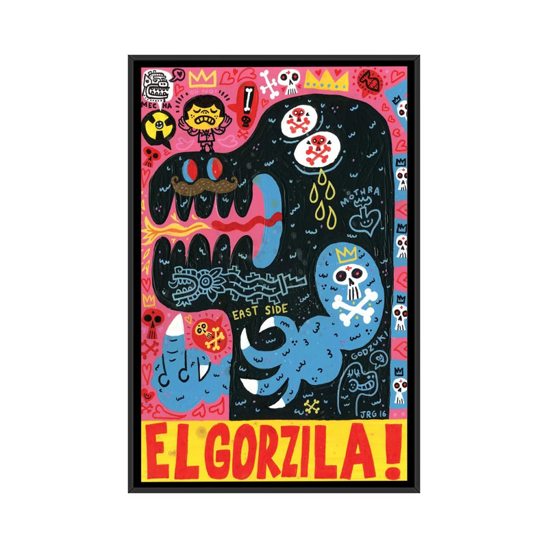 « monstro », reproduction sur toile, H 26 po x l 18 po x P 1,5 po, Toile avec cadre noir, Pas de tapis