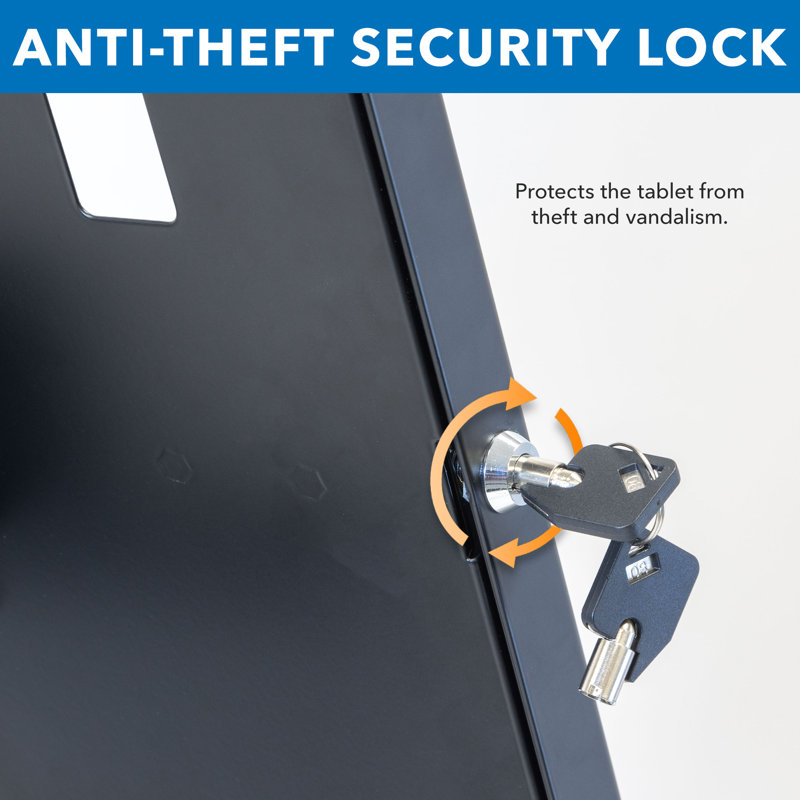 Black Anti-Theft Locking Tablet Kiosk with Wall Mount