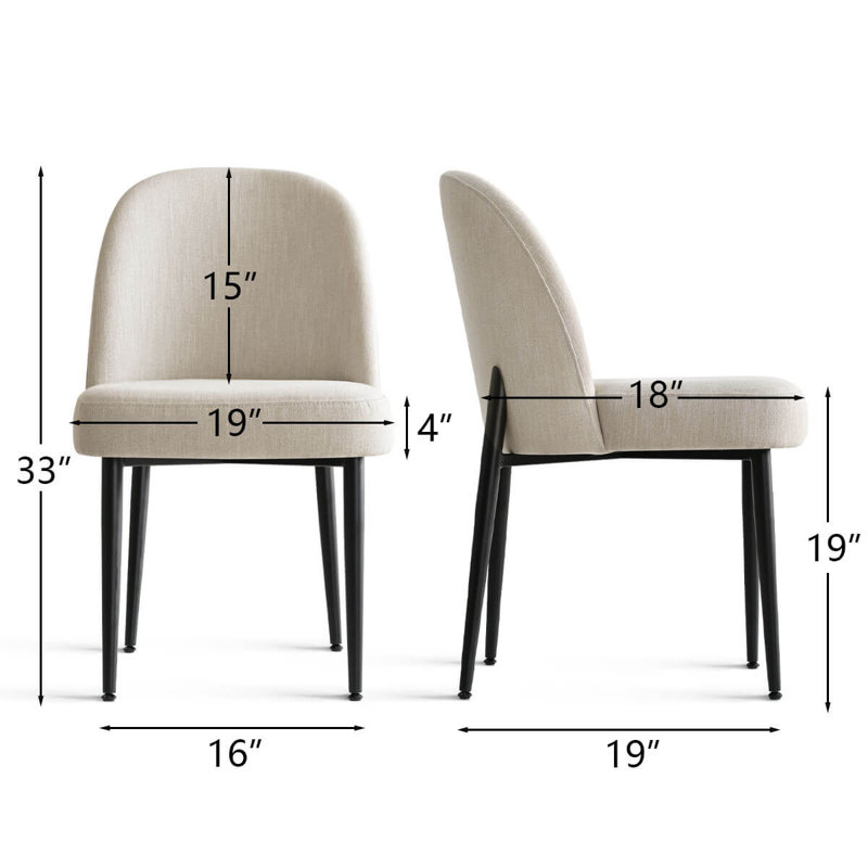  Linen Upholstered Parson Chair, Beige