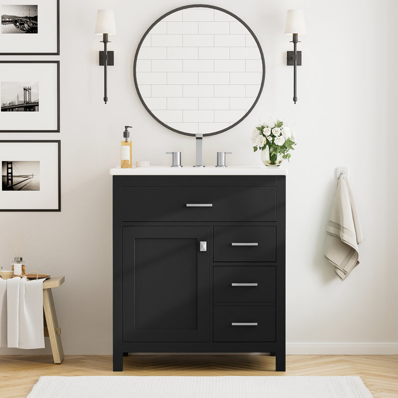 Meuble-lavabo de salle de bain avec lavabo en céramique et grand espace de rangement - le choix idéal pour les petites salles de bain