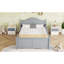 Lit plateforme gris avec tête de lit, garde-corps et grand espace de rangement encombrant gris-129982934-129982936