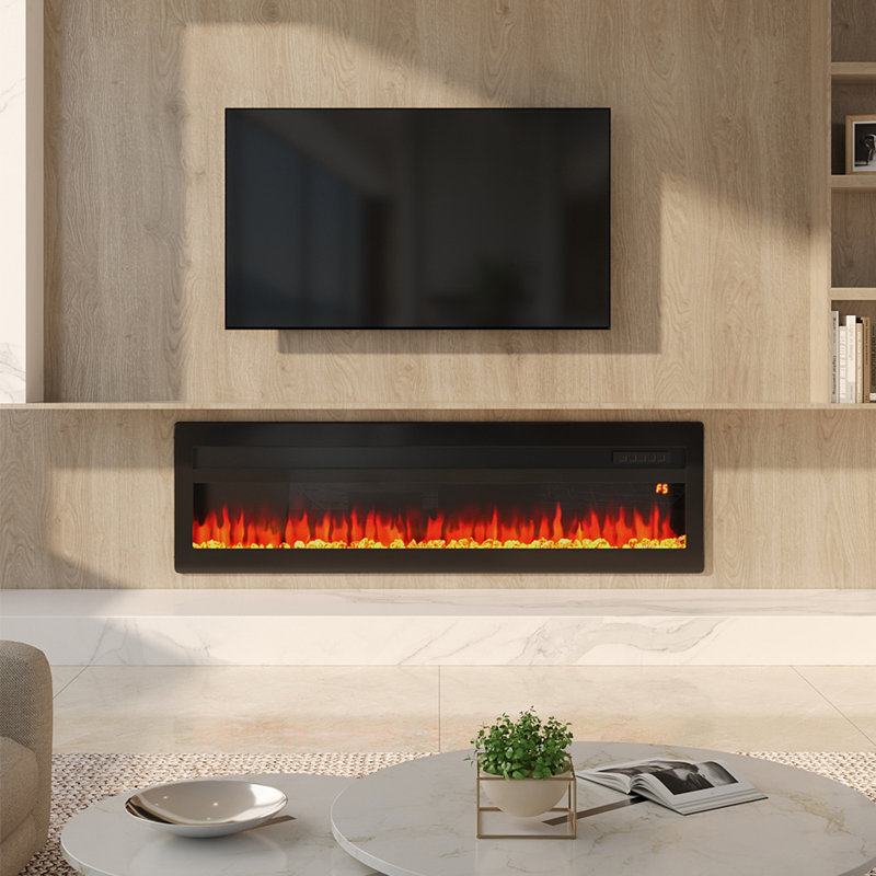 Wyndham Electric Inset Fire, 32.7cm H x 127cm W x 14.6cm D, Black