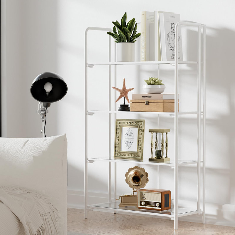 Bibliothèque pliable à 4 niveaux sans assemblage, indispensable pour le salon et le bureau, 55" H x 30" W x 12.9" D