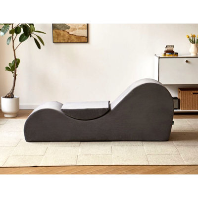 Chaise longue ergonomique grise - Mousse haute densité pour un confort optimal, housse amovible et lavable à la machine, gain de place grâce à son rembourrage souple, format compact et lavable