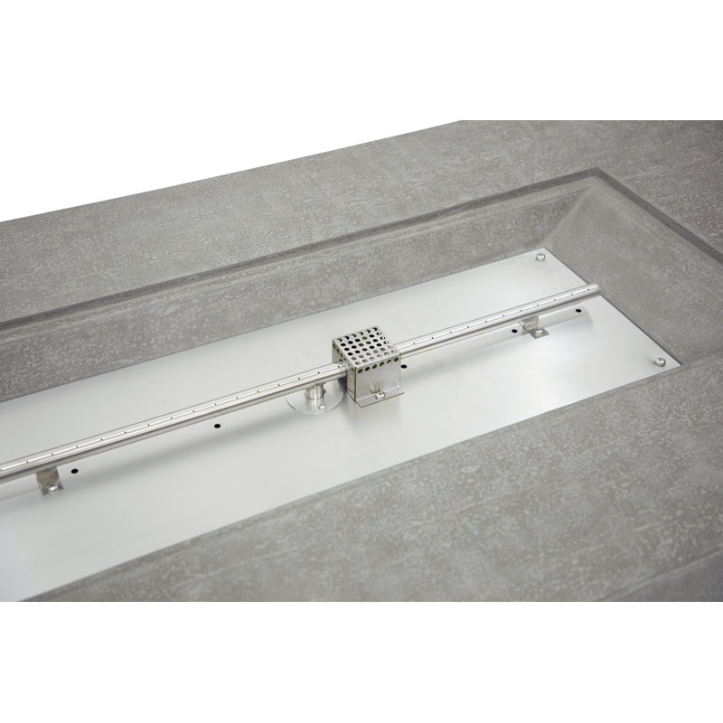 Light Gray Gas Fire Pit Table with Stainless Steel Elements