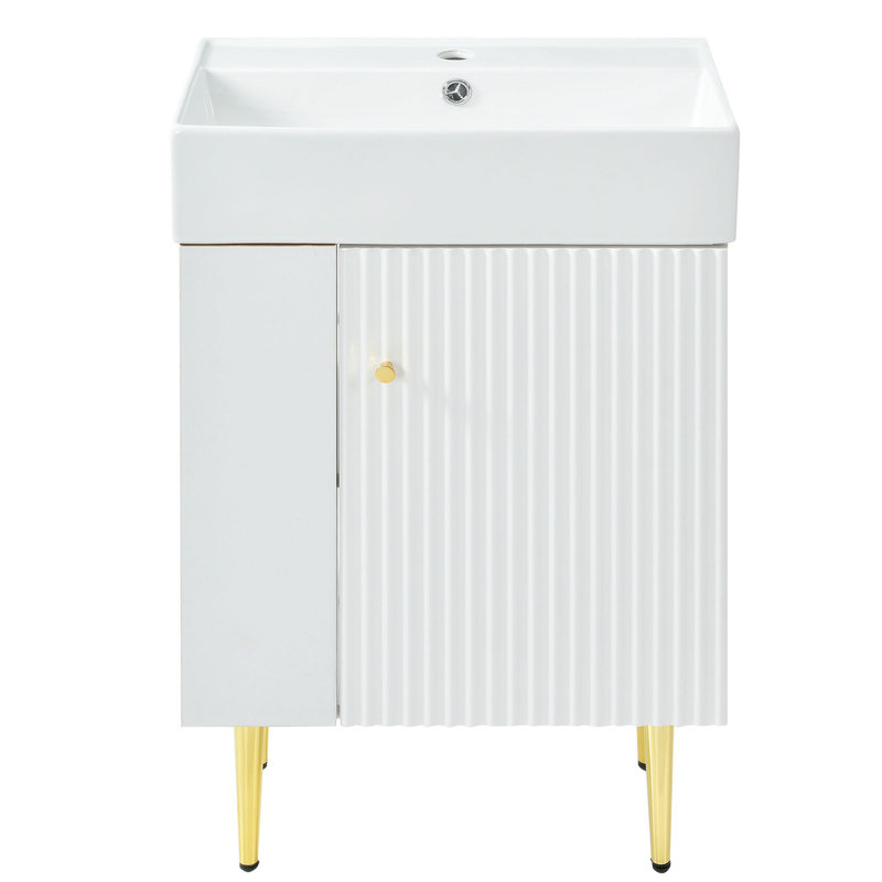 Ensemble de meuble-lavabo simple avec plateau en céramique Frony