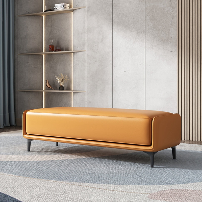 Upholstered Bench, 17.72" H x 59.06" W x 15.75" D, Orange