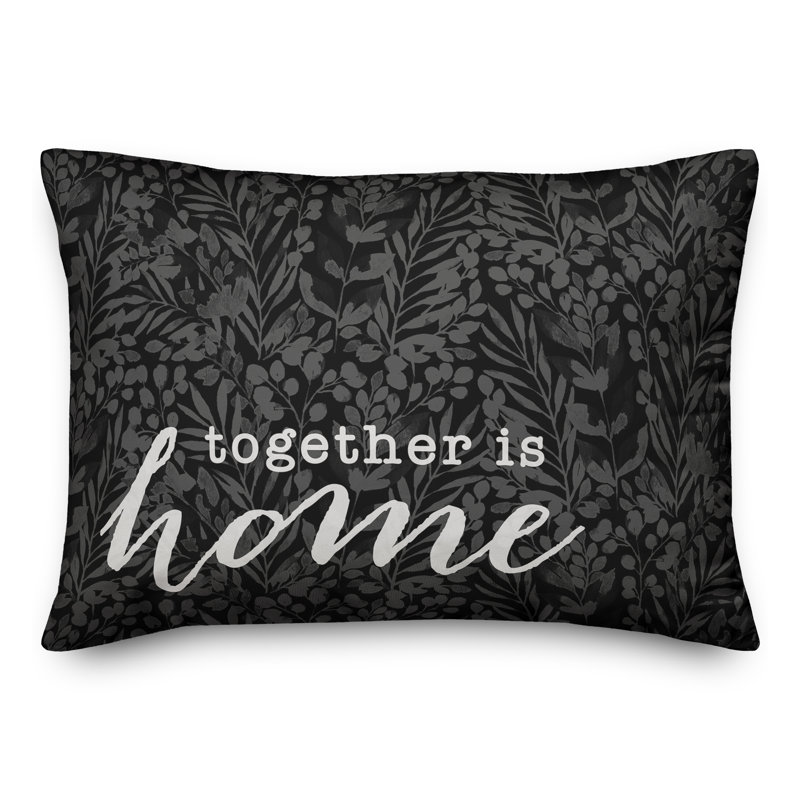 Coussin décoratif intérieur / extérieur en polyester , Noir, H 14 po x l 20 po