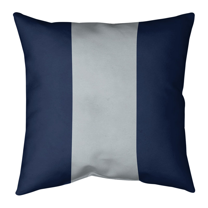 Reversible Pillow Cover, 16" x 16", Navy Blue/Gray/ Navy Blue