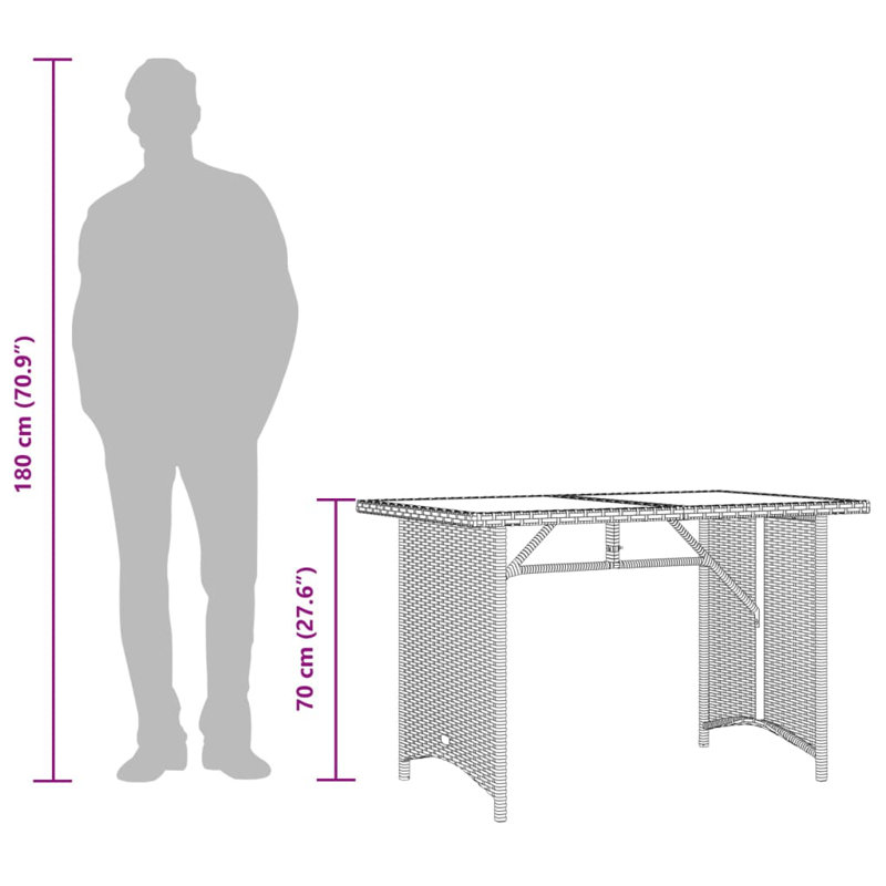 Rectangular Outdoor Dining Table , 110cm cm W 68cm cm D, Black