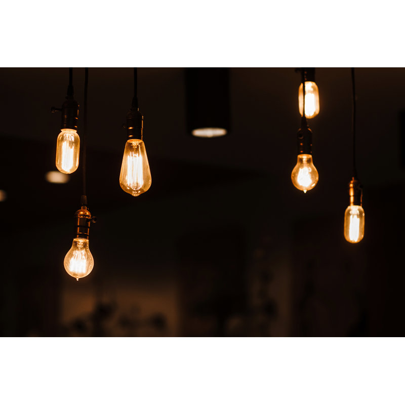 Edison Lamps Hanging - Wrapped Canvas Print, 81cm H x 122cm W x 3.8cm D