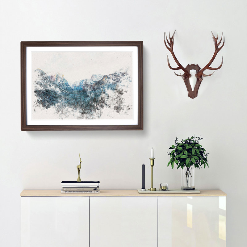 Winter In Yosemite Valley Watercolour - Framed Print, Walnut, 33cm H x 45cm W x 2cm D