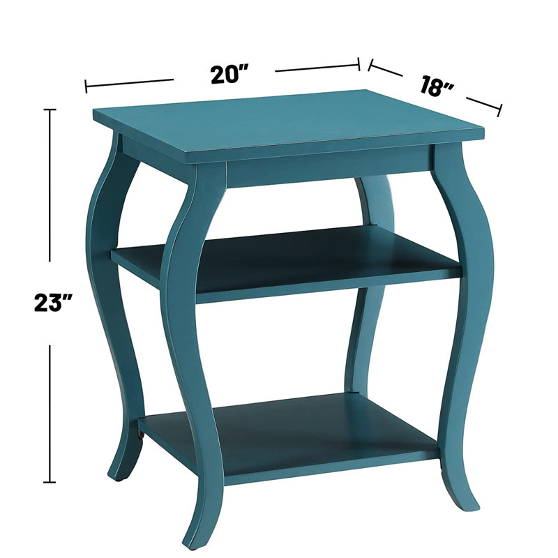 Table de bout carrée avec 2 tablettes, plateau en bois, rangement ouvert, matériau principal, 18 x 18 x 23 po, 17 lb et pieds