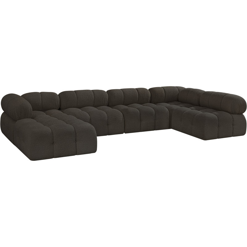 Canapé modulaire Ames 136 po Ames, Tissu brun bouclé