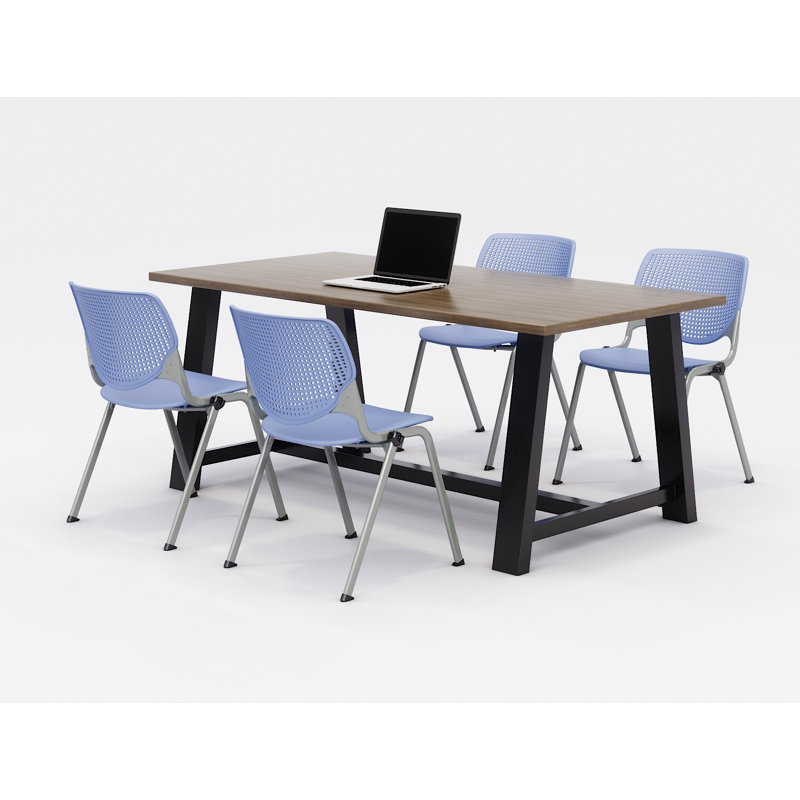 Ensemble de table de réunion et de chaises Midtown, H 30 po x L 72 po x P 36 po, Teck studio, Pervenche