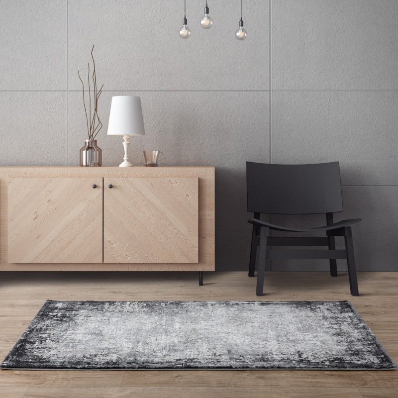 Grey Luxurious Modern Easy To Clean Abstract Rug For Living Room, Bedroom, Rectangle 120 x 170cm