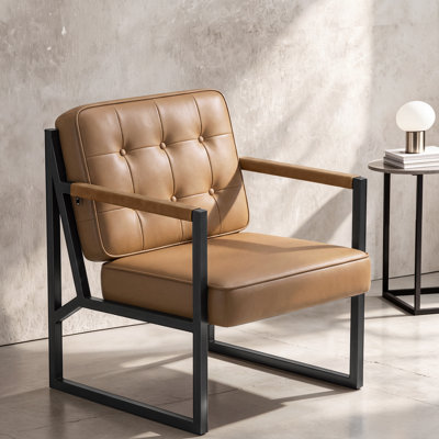 Multi-color PU Leather Upholstered Office Chair with Stylish Armchair and Metal Legs, Suitable For Living Room, Bedroom, Reception Area and Waiting room