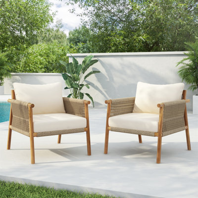 Aynara 28-Inch Modern Outdoor Woven Lounge Chairs